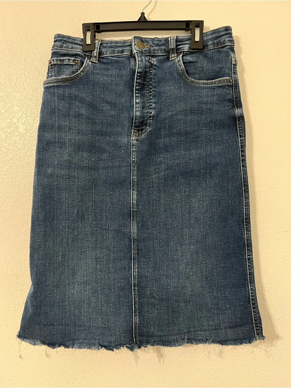 Zara Large Stretch Blue Denim Skirt